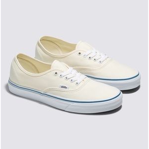 Vans Authentic Shoe, white/cream with blue stripe, women, 5.5, like new!